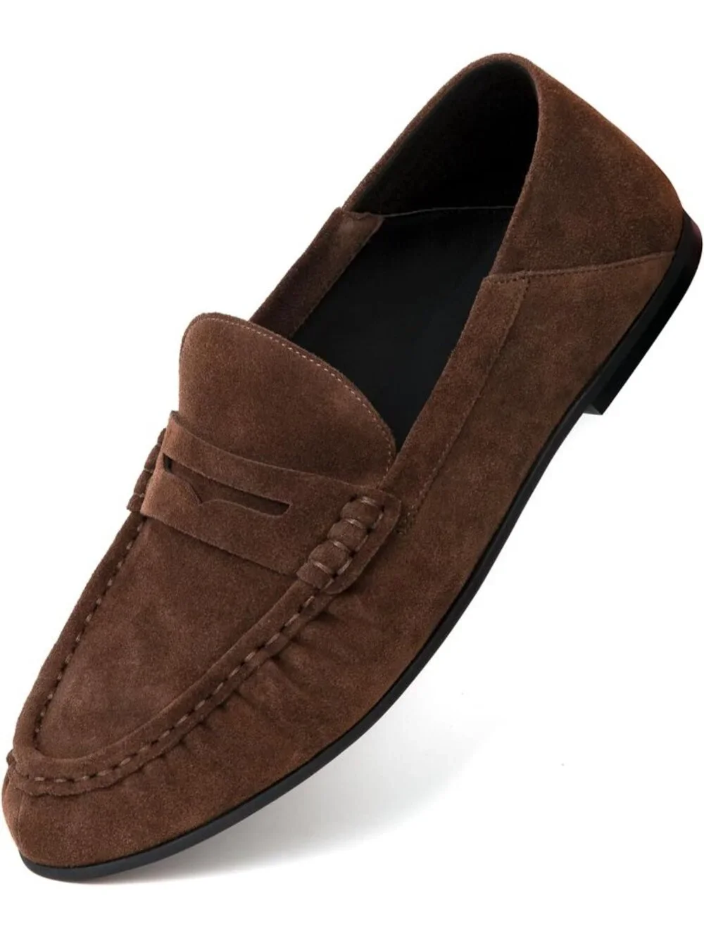 🆕Women's Chocolate Suede Penny Loafers Flats Shoes Dressy Vintage Work Business